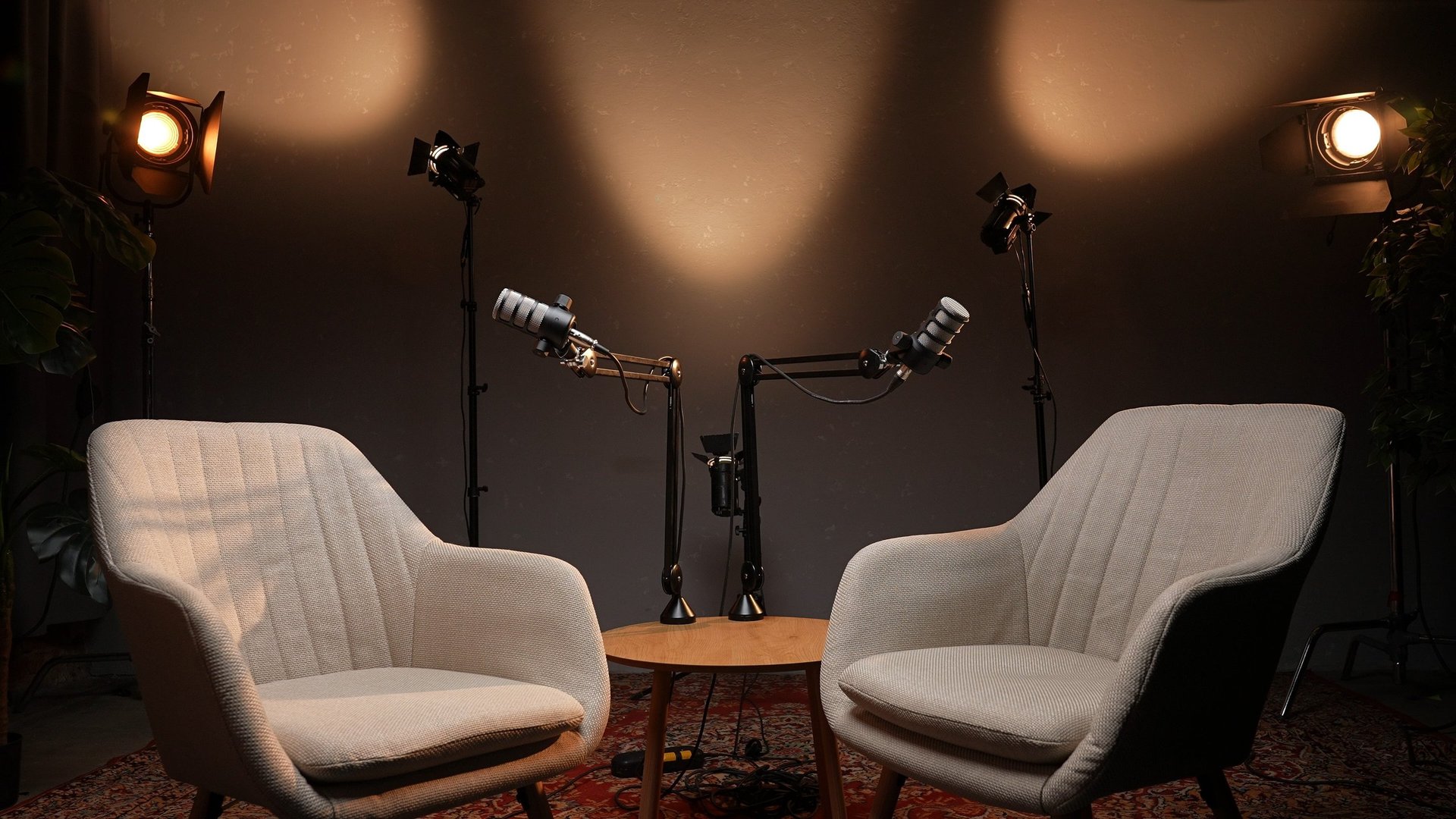 Podcast studio interview setup